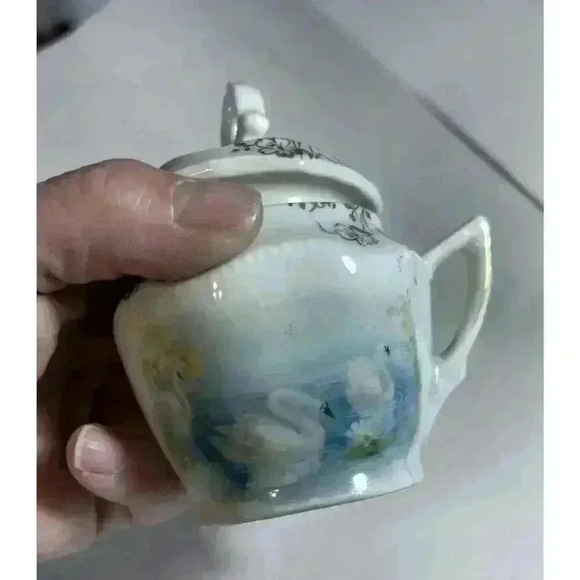 Antique Porcelain RS Prussia Swans Mustard Pot Excellent Condition - Picture 11 of 16